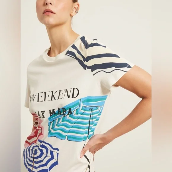 SOLD! Weekend Max Mara Label-cut Cotton T-shirt with Print Size: Various - Picture 1 of 14